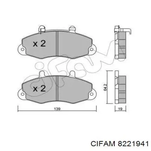 8221941 Cifam колодки тормозные передние дисковые