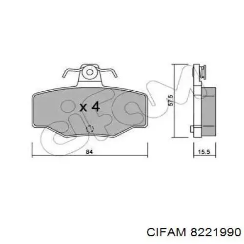 Задние тормозные колодки 8221990 Cifam