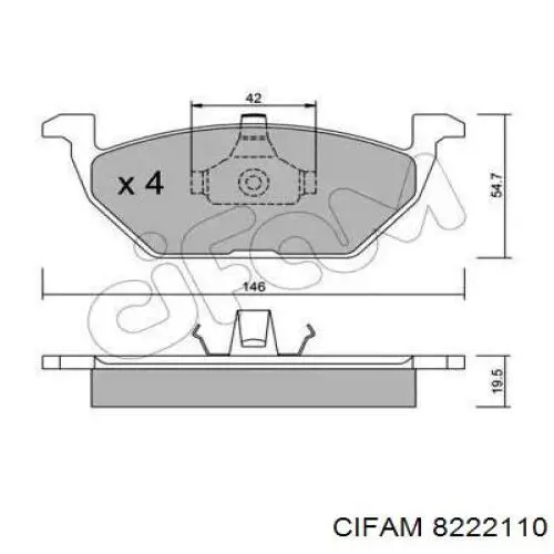 8222110 Cifam колодки тормозные передние дисковые