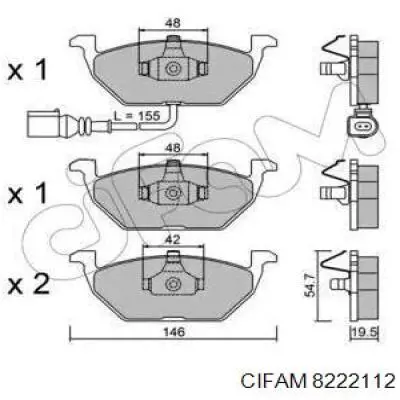 Передние тормозные колодки 8222112 Cifam