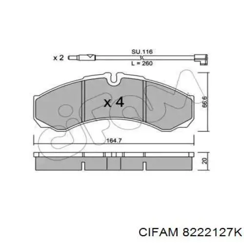 Задние тормозные колодки 8222127K Cifam