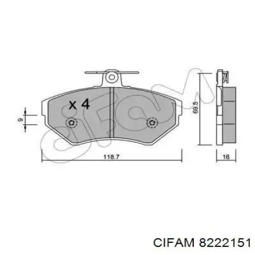822-215-1 Cifam колодки тормозные передние дисковые