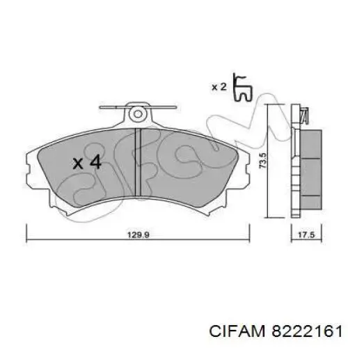 Передние тормозные колодки 8222161 Cifam