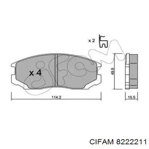 8222211 Cifam колодки тормозные передние дисковые