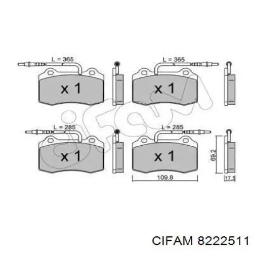 822-251-1 Cifam передние тормозные колодки