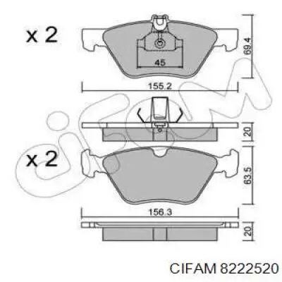 822-252-0 Cifam колодки тормозные передние дисковые
