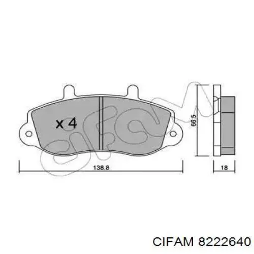 Передние тормозные колодки 8222640 Cifam