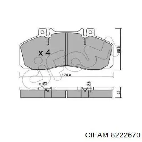 822-267-0 Cifam колодки тормозные задние дисковые
