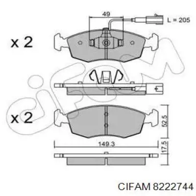822-274-4 Cifam колодки тормозные передние дисковые