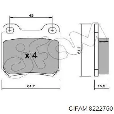 822-275-0 Cifam колодки тормозные задние дисковые