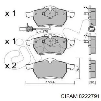 822-279-1 Cifam колодки тормозные передние дисковые