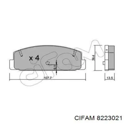 822-302-1 Cifam колодки тормозные задние дисковые
