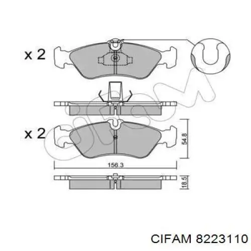 Колодки тормозные задние дисковые CIFAM 8223110