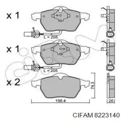 822-314-0 Cifam колодки тормозные передние дисковые