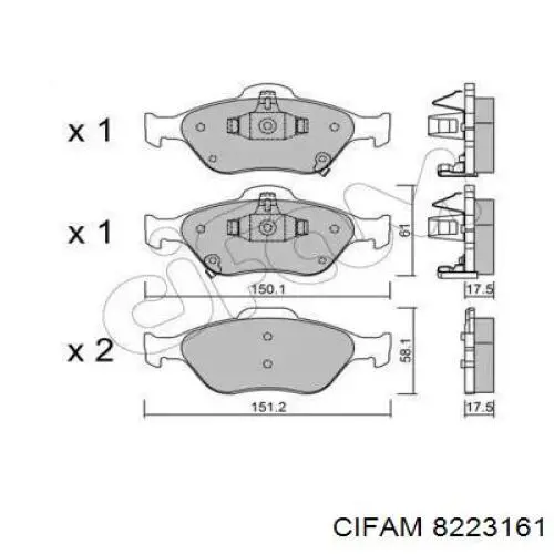 Передние тормозные колодки 8223161 Cifam