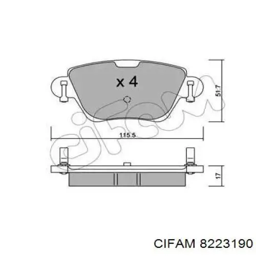 Колодки тормозные задние дисковые CIFAM 8223190