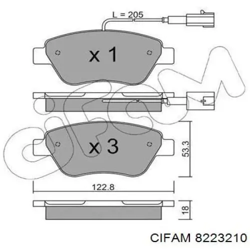 Передние тормозные колодки 8223210 Cifam