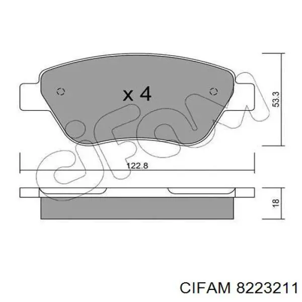 Передние тормозные колодки 8223211 Cifam