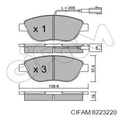 822-322-0 Cifam колодки тормозные передние дисковые