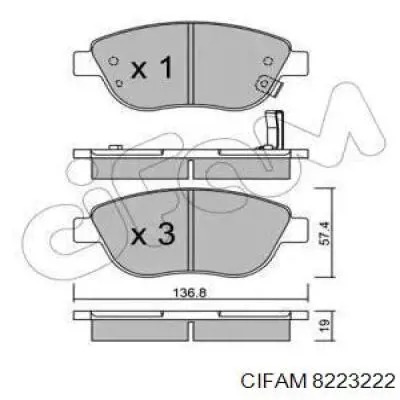 822-322-2 Cifam колодки тормозные передние дисковые