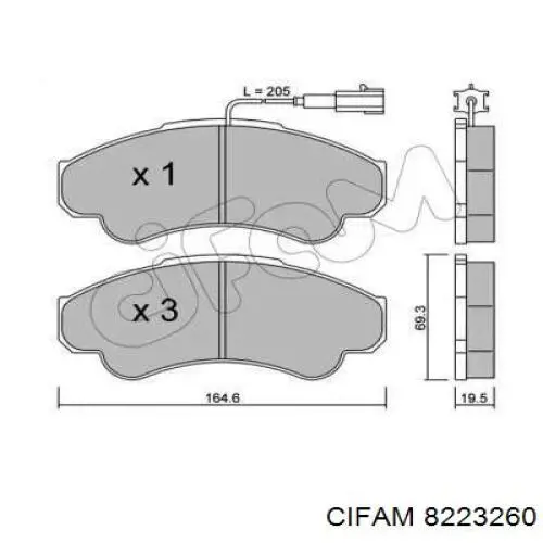 822-326-0 Cifam колодки тормозные передние дисковые