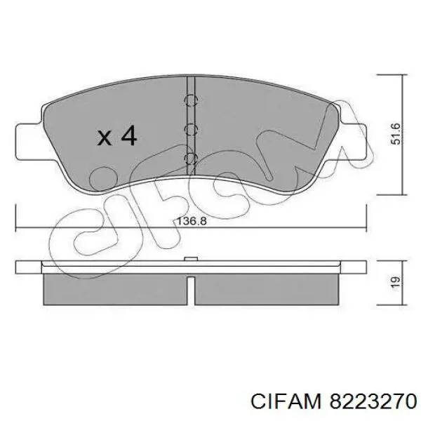 Передние тормозные колодки 8223270 Cifam