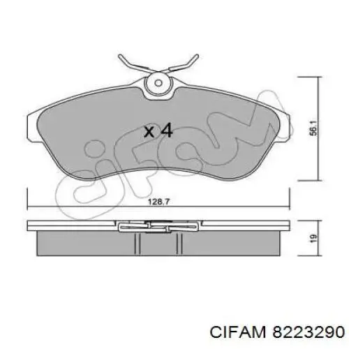 Передние тормозные колодки 8223290 Cifam