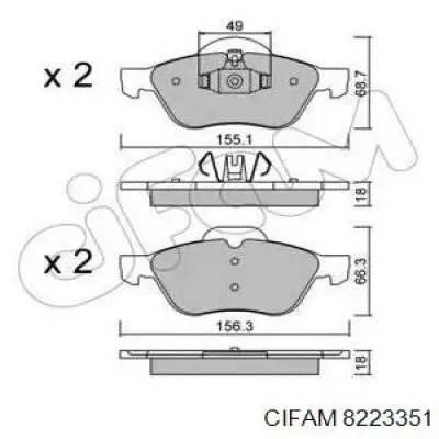 822-335-1 Cifam колодки тормозные передние дисковые