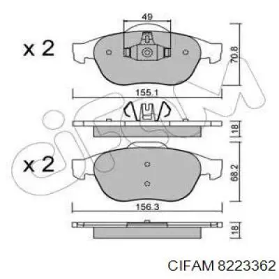 822-336-2 Cifam колодки тормозные передние дисковые