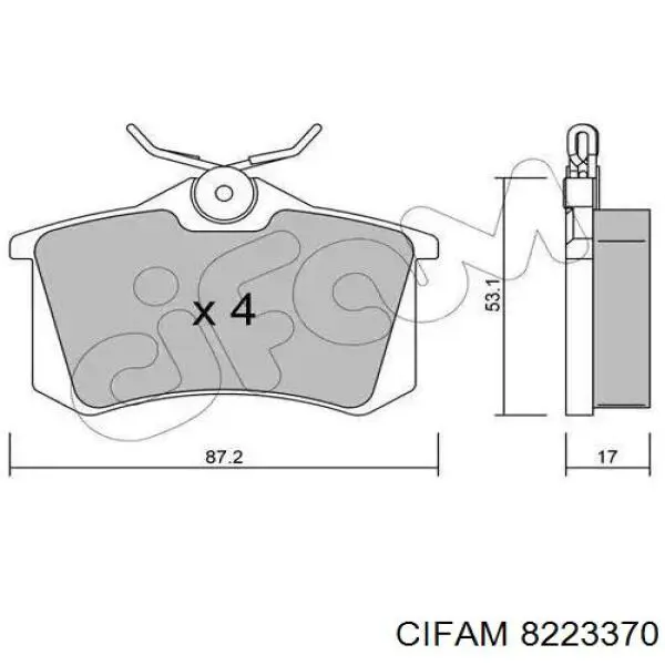 Задние тормозные колодки 8223370 Cifam