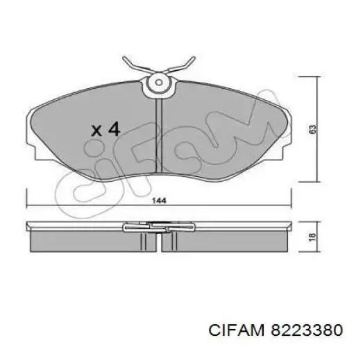 Передние тормозные колодки 8223380 Cifam