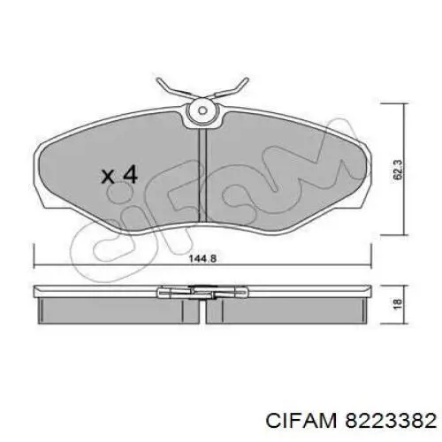 Передние тормозные колодки 8223382 Cifam