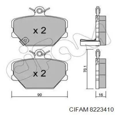 Передние тормозные колодки 8223410 Cifam