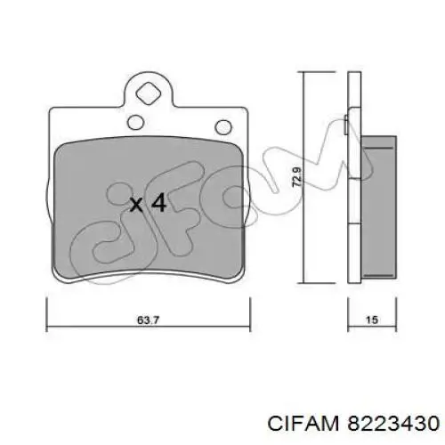 822-343-0 Cifam колодки тормозные задние дисковые