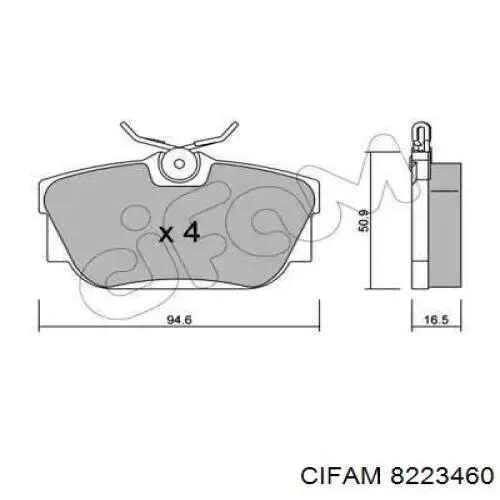 822-346-0 Cifam колодки тормозные задние дисковые