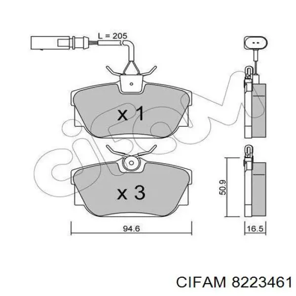 Pastillas de freno traseras 8223461 Cifam