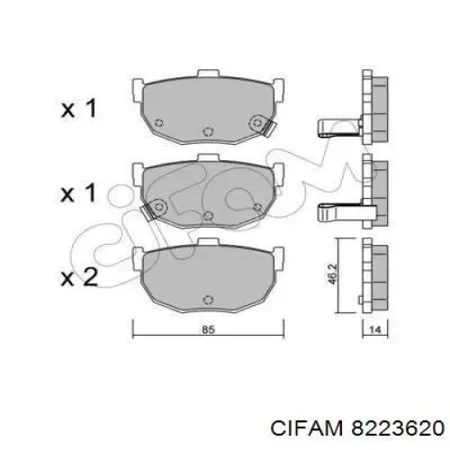 Задние тормозные колодки 8223620 Cifam