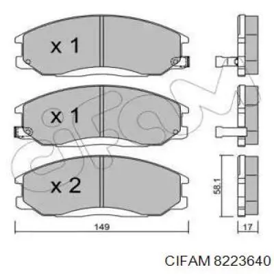 Передние тормозные колодки 8223640 Cifam