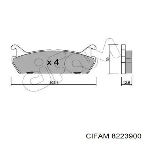 Задние тормозные колодки 8223900 Cifam