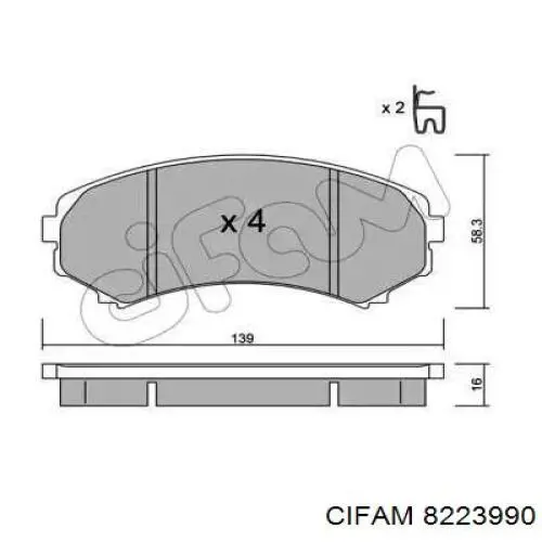 822-399-0 Cifam колодки тормозные передние дисковые