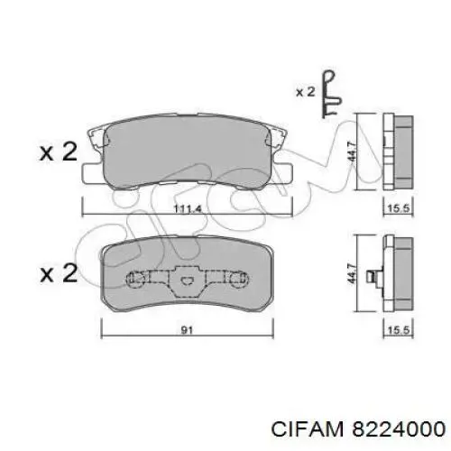 822-400-0 Cifam колодки тормозные задние дисковые