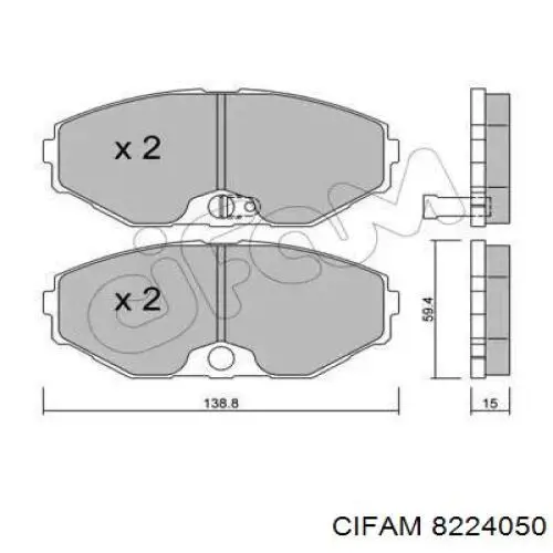 Передние тормозные колодки 8224050 Cifam