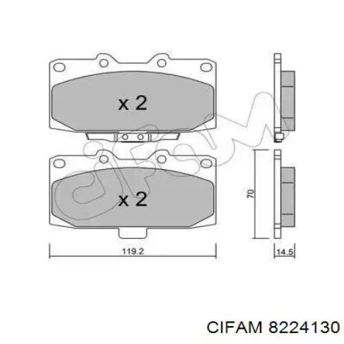 Передние тормозные колодки 8224130 Cifam