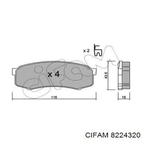 822-432-0 Cifam колодки тормозные задние дисковые