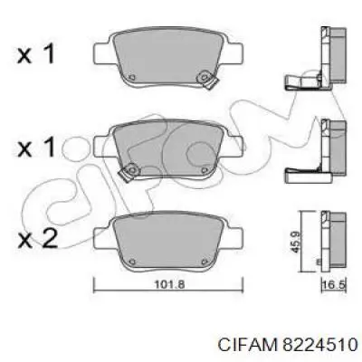 Задние тормозные колодки 8224510 Cifam