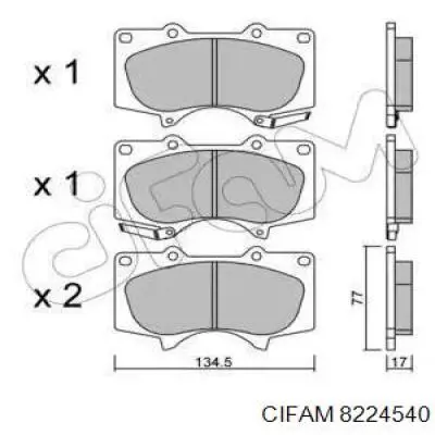 Передние тормозные колодки 8224540 Cifam