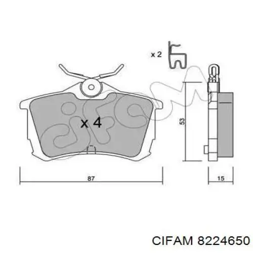 Задние тормозные колодки 8224650 Cifam