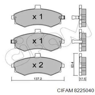 822-504-0 Cifam колодки тормозные передние дисковые