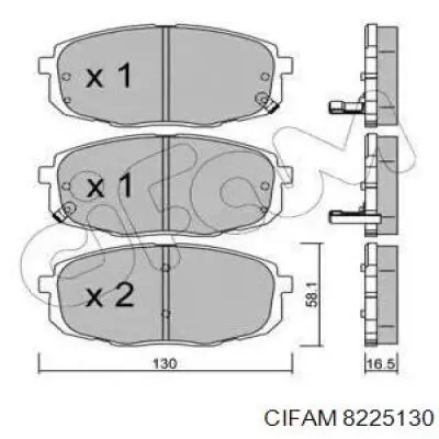 Передние тормозные колодки 8225130 Cifam