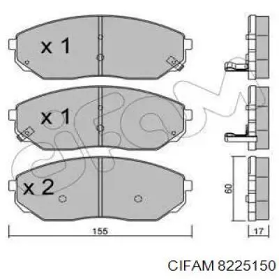 Передние тормозные колодки 8225150 Cifam